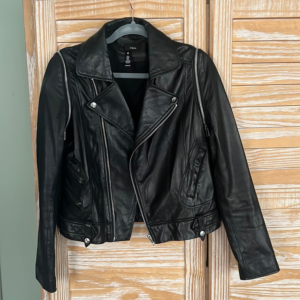 AQUA Leather Moto Jacket